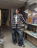 Kio two-tone layered denim pants