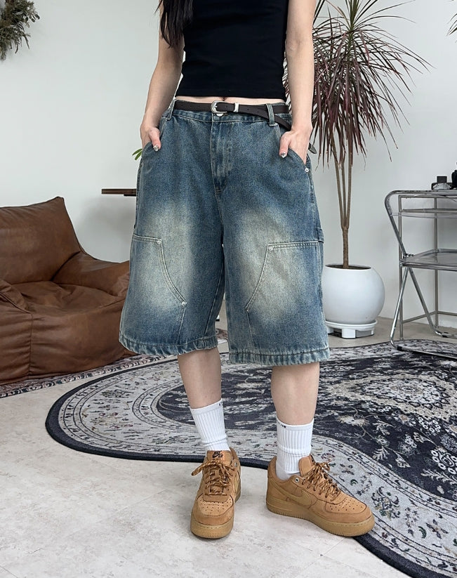 【SATIIIZ】Hennen Carpenter Bermuda Denim Pants SATIIIZ (サティーズ) - ヘネンカーペンターバミューダデニム