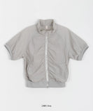 Huna Shirring Two-way Short Sleeve Wind Zip-Up