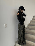 Block Unbalance Off Shoulder Shirred Long Sleeve Tee