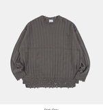 Ribbed crack damage slit over knit