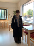 Pombs Check Color Matching Hood Long Coat