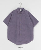 [unisex] Nayuhi Purple Short Sleeve Check Shirt