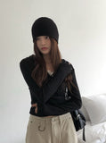 Brim brushed wrap button hoodie