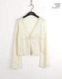 Latte Vintage Lace Strap Long Sleeve Cardigan