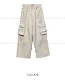 Solid cargo pocket cotton pants