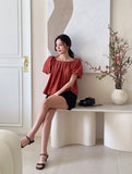 Melen Square Neck Puff Blouse