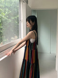 Horner Hippie Bohemian Striped Sleeveless Long One Piece