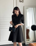 Syubel Collar Flared One Piece (Belt set)