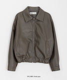 [BAON] Mizenda Leather Zip-Up Jacket