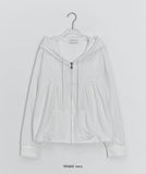 Sigyu Flower Lace Shirring Hood Zip-up