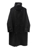 High-neck adjust double long coat
