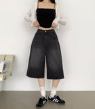Casual Banding Knee Length Bermuda Denim Shorts