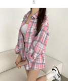Soft check loose fit long sleeve shirt
