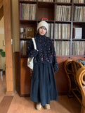 Debenny Banding Corduroy Pintuck Long Skirt