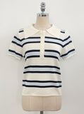 Oldin Stripe Collar Short Sleeve Knit