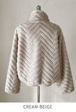 Lumare High-Neck Eco Fur Mink Short Jacket