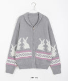 Kike rabbit wool knit zip-up cardigan