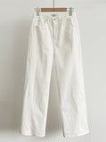 Tihenne Cut Banding Span Semi-Wide Pants