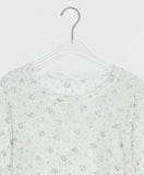 Zaina Tencel U-Neck See-through Flower Layered Long Sleeve Tee