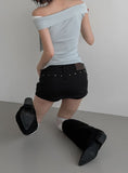 Studded Cotton Low Skirt Pants