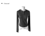 Poppy Button Slim Hood T-Shirt