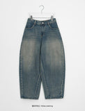[unisex] Crion Washed Denim Banding Balloon Wide Pants