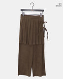 [Fake Layered] Skim Corduroy Banding Pleated Layered Wrap Skirt Pants