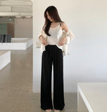 Tight Pleats Slim Semi-Wide Straight Banding Pants