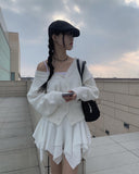 Light Unbalance Tiered Mini Skirt
