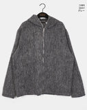 Dubo Mohair Fur Brush Zipper Hooded Zip-Up
