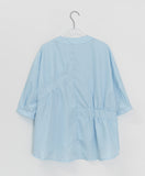 Kiken Shirring Round Short Sleeve Blouse