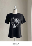 Poe Embroidery Lettering Ribbon Short Sleeve T-shirt