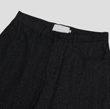 Pinstripe Workpatche Wide Denim Pants