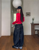 Pose Hip Pocket Non-Fade Roll-Up Denim Pants