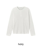 Tove Waffle Henley Neck Long Sleeve Tee