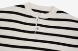 Fuzz Stripe Henley Neck Knit