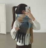 Winter Oversized Couple Check Long Muffler
