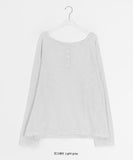 Dre Stripe Summer Button Off-Shoulder Long Sleeve Tee