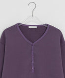 Kanma Brushed Button V-neck Sweatshirt