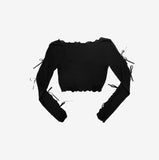 Jellio Sleeve Slit String Cardigan