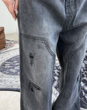 Lepin double knee damage denim pants