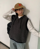 Deranki Stripe Over Hood Knit Vest