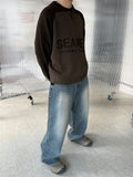 Half Zip-Up Lettering Knit