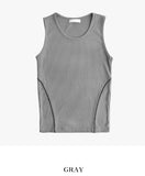 Overlock line ribbed sleeveless