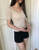 Juhin Lace Button Short Sleeve T-shirt
