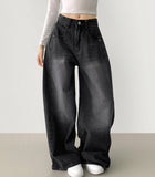 Cut Line Vintage Balloon Wide Denim Pants