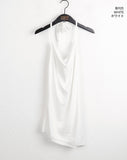 Cheater Draped Halter Strap Long Sleeveless