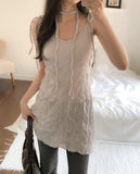 Entee Wrinkle Layered Sleeveless One Piece