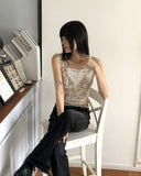 Jennings Flower Lace Frill Ribbon See-through Sleeveless